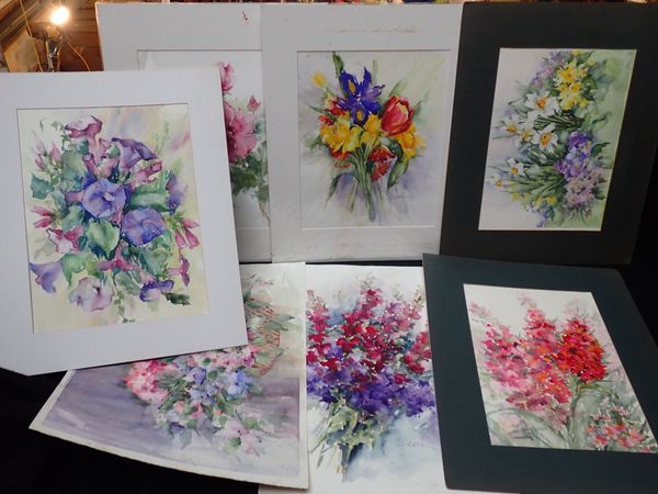 SUE ELLEN WILDER (20TH CENTURY): FLORAL STUDIES, WATERCOLOURS