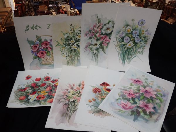 SUE ELLEN WILDER (20TH CENTURY): FLORAL STUDIES, WATERCOLOURS