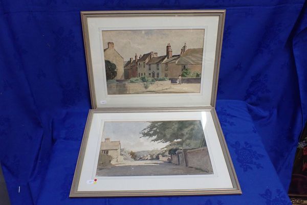 BERENGER BENGER: COUNTRY SCENE WITH COTTAGES, WATERCOLOUR (SIGNED)