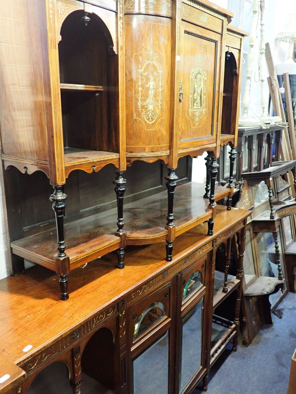 A LATE VICTORIAN ROSEWOOD AND INLAID PARLOUR CABINET