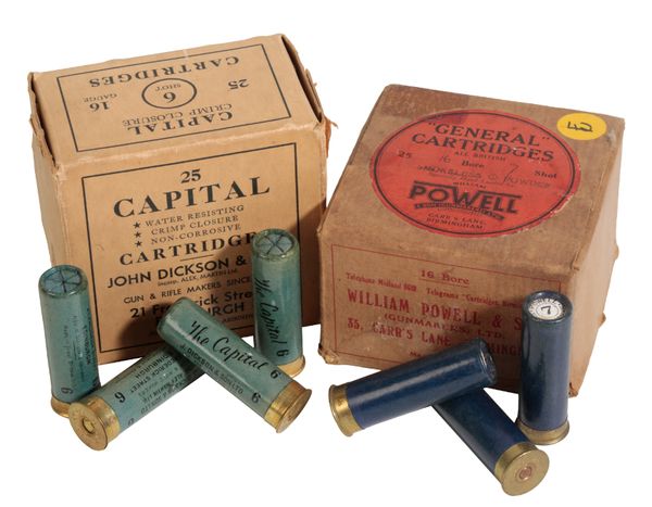 ELEY-KYNOCH: 25 CAPITAL CRIMP CLOSURE SIX SHOT16 GAUGE CARTRIDGES