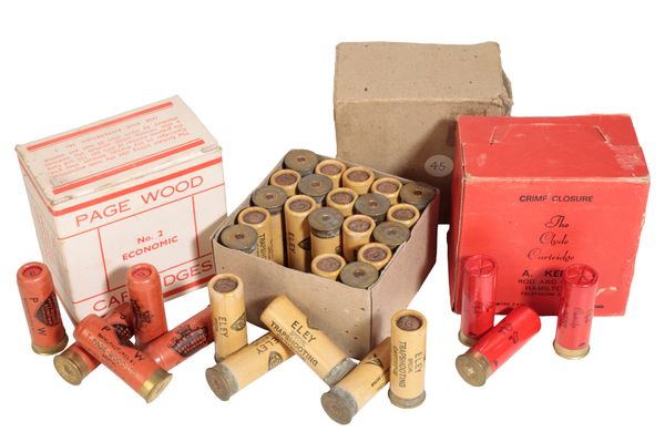 A BOX OF 25 ELEY 12 BORE PAPER  SHOOTING CARTRIDGES