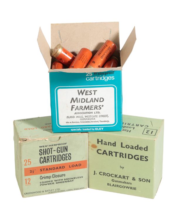 A BOX OF 25  12 BORE PAPER CARTRIDGES