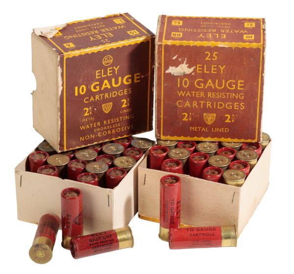 TWO BOXES OF 25 ELEY 10 GAUGE WATER RESISTANT CARTRIDGES