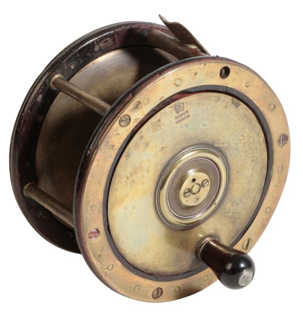 PATON OF PERTH: A ROSEWOOD AND BRASS SALMON REEL,