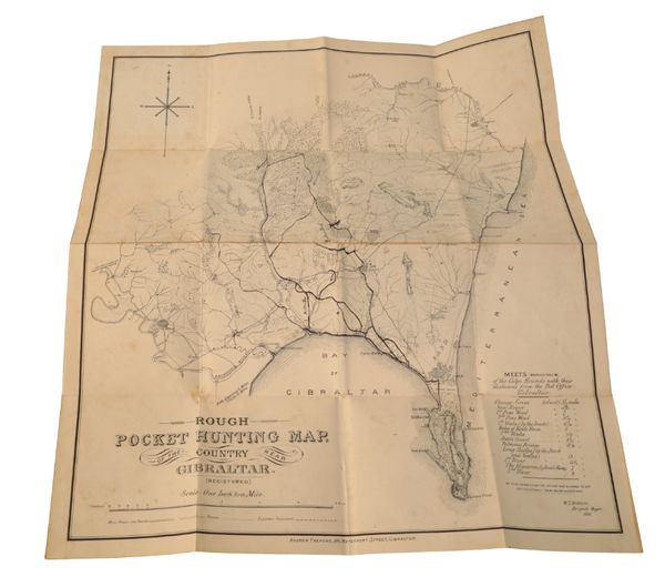 A RARE "ROUGH POCKET HUNTING MAP OF THE COUNTRY NEAR GIBRALTAR"