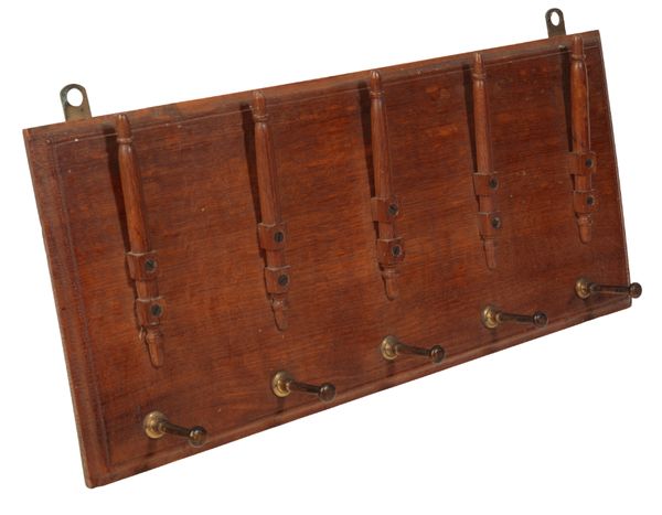 CALLOW & SON OF LONDON: AN OAK WALL WHIP RACK