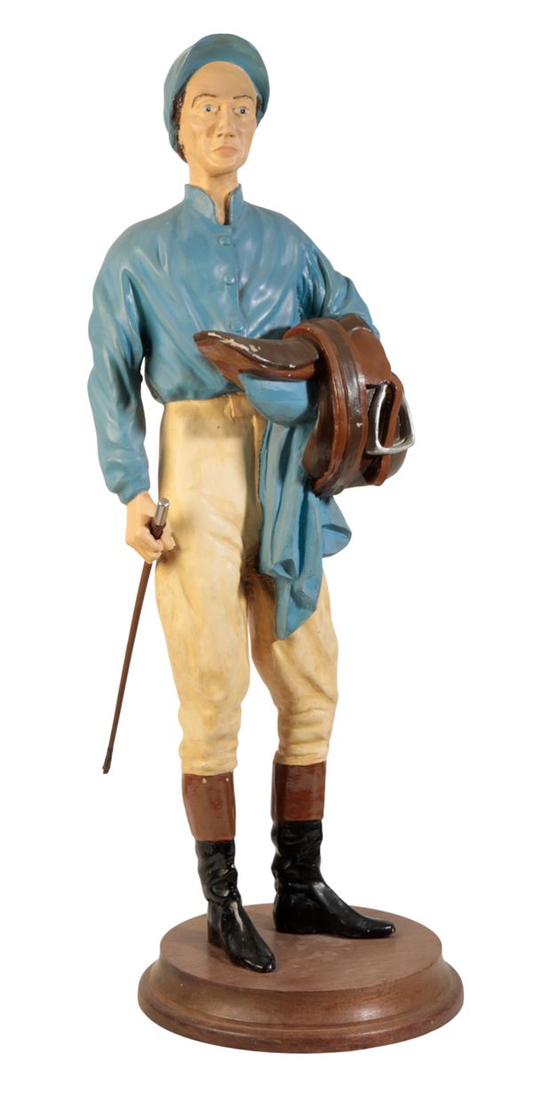 A 1960'S PLASTER CAST MODEL OF A JOCKEY (Lester Piggot)