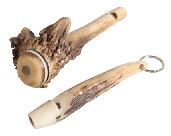 TWO STAG ANTLER DOG WHISTLES