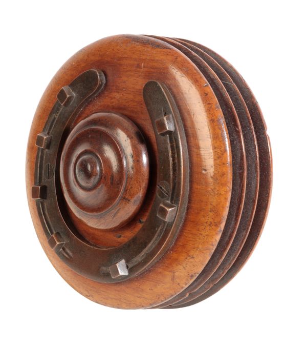 A VICTORIAN MAHOGANY COACHING WHIP REEL