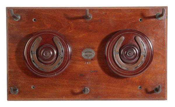 A VICTORIAN MAHOGANY DOUBLE WHIP REEL RACK