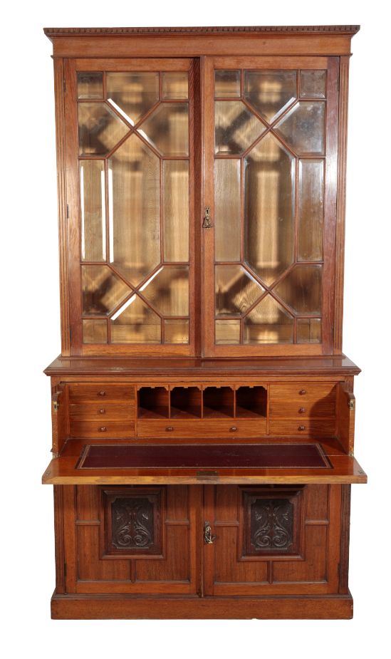 AN EDWARDIAN OAK SECRETAIRE BOOKCASE BY MAPLE & CO. LONDON