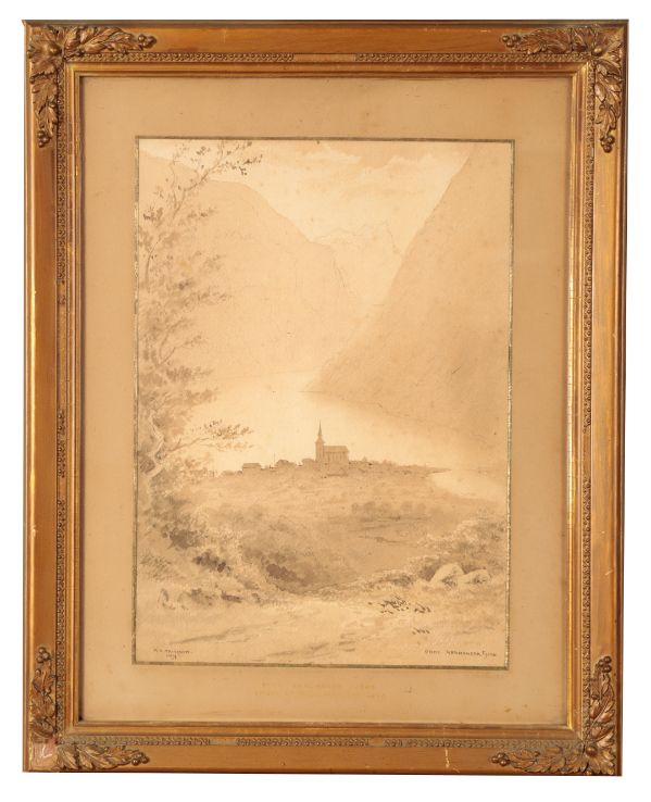 ROBERT TAYLOR PRITCHETT (1828-1907) 'Odde Hardanger Fjord effect at Midnight July 1874'