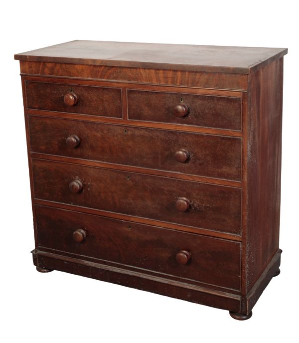 A VICTORIAN MAHOGANY TALL CHEST OF DRAWERS