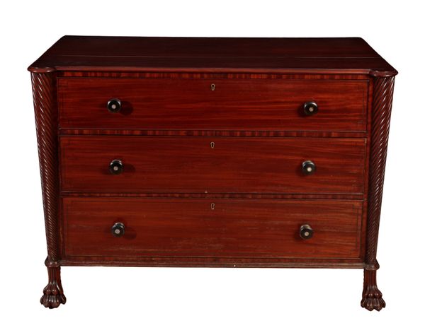 A REGENCY MAHOGANY CHEST OF DRAWERS