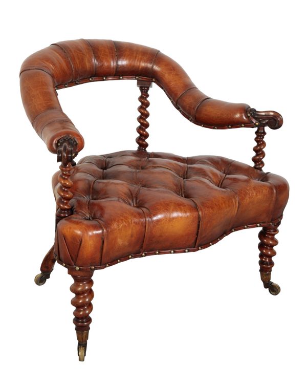 A VICTORIAN ROSEWOOD TUB ARMCHAIR