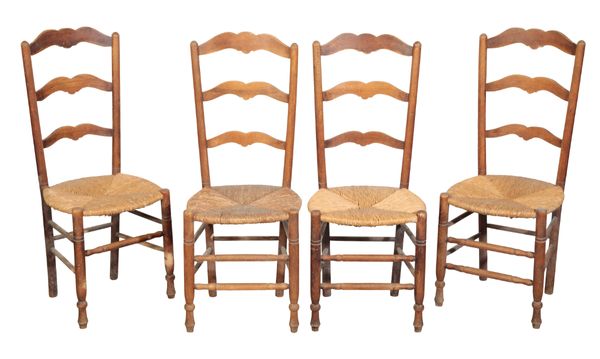 A SET OF FOUR COUNTRY LADDERBACK CHAIRS