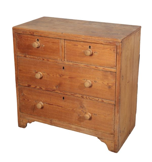 A VICTORIAN STRIPPED PINE CHEST OF DRAWERS