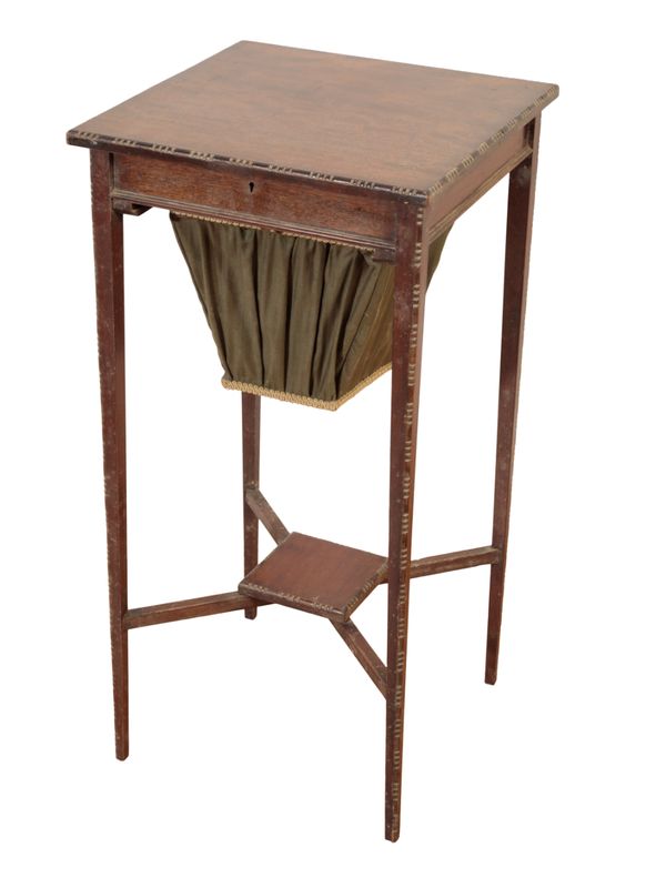 A GEORGE III STYLE MAHOGANY SEWING TABLE
