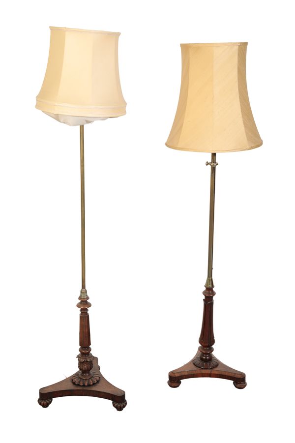 TWO SIMILAR WILLIAM IV ROSEWOOD STANDARD LAMPS