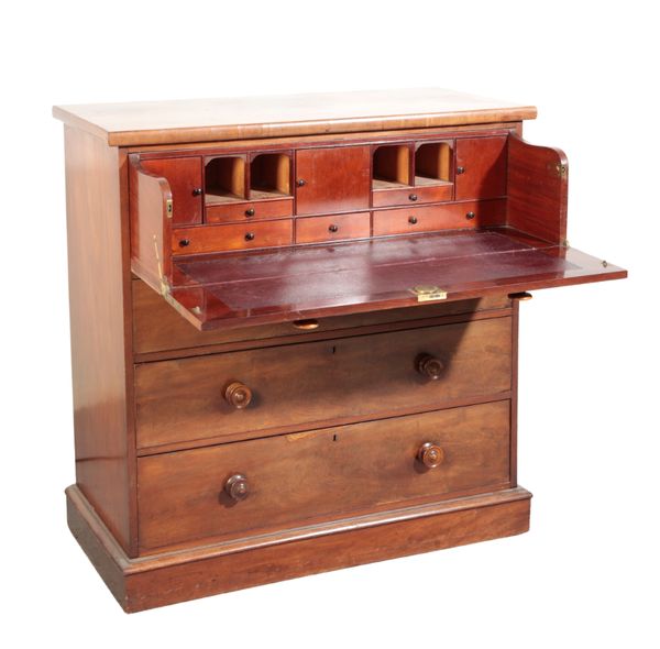 A VICTORIAN MAHOGANY SECRETAIRE CHEST