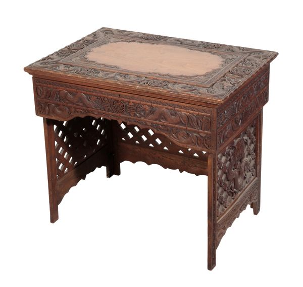 A CHINESE CARVED FOLDING DESK