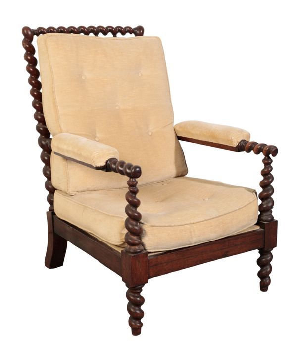 A VICTORIAN ROSEWOOD ARMCHAIR