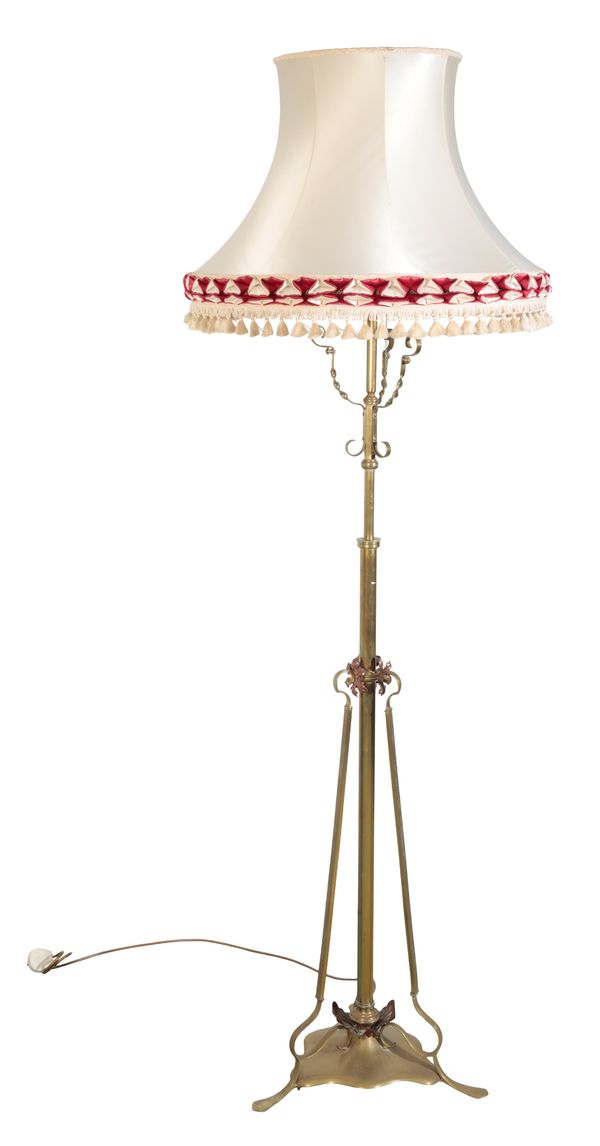 A VICTORIAN ADJUSTABLE BRASS STANDARD LAMP