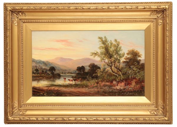 MARTIN M. JACOBI (1839-?) Lakeland scene with cattle watering