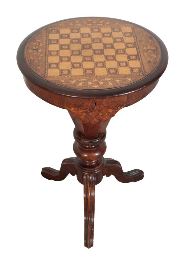 A VICTORIAN WALNUT AND MARQUETRY GAMES TABLE