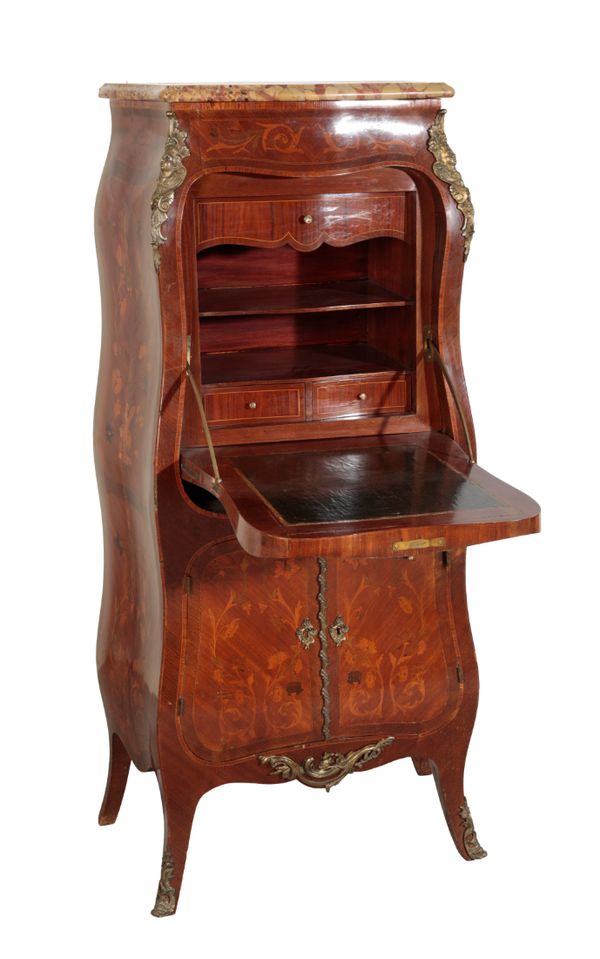 A LOUIS XV STYLE KINGWOOD AND MARQUETRY SECRETAIRE A ABATTANT