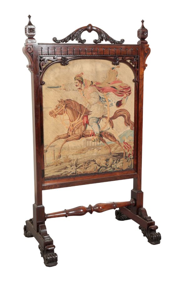 A VICTORIAN ROSEWOOD FIRESCREEN