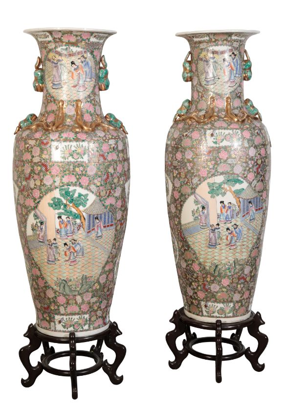 A LARGE PAIR OF CHINESE FAMILLE VERTE VASES