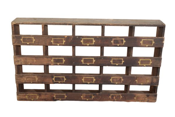 A SET OF VINTAGE STAINED-WOOD WALL-MOUNTED PIGEON HOLES