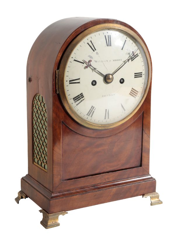 A REGENCY MAHOGANY BRACKET CLOCK