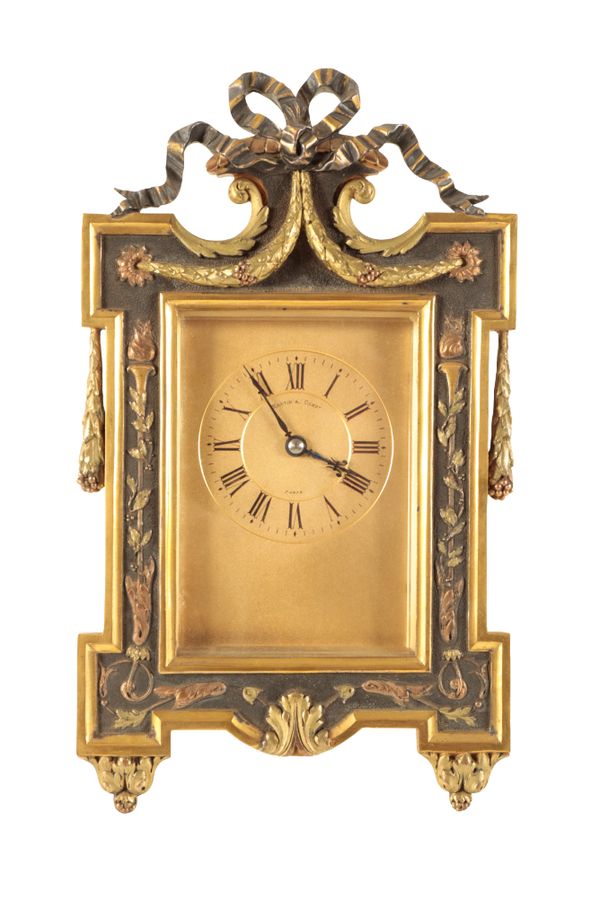 A 19TH CENTURY FRENCH BRASS EASEL CLOCK