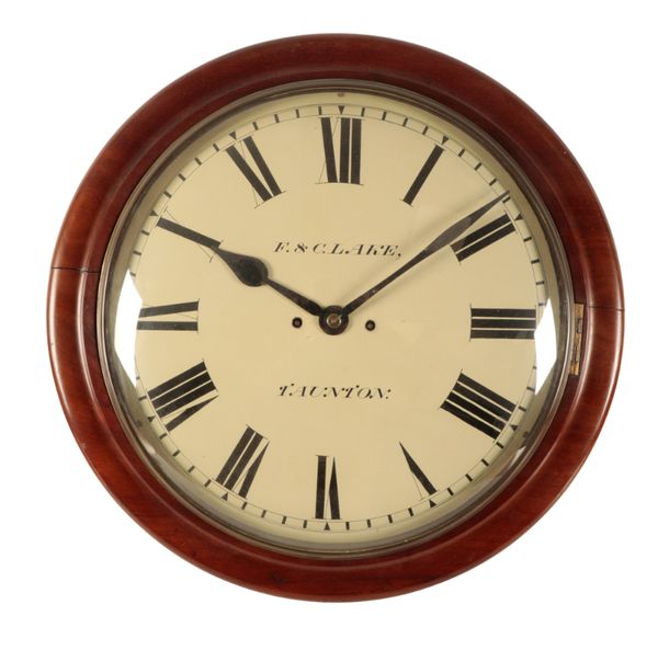 A LARGE VICTORIAN MAHOGANY WALL CLOCK