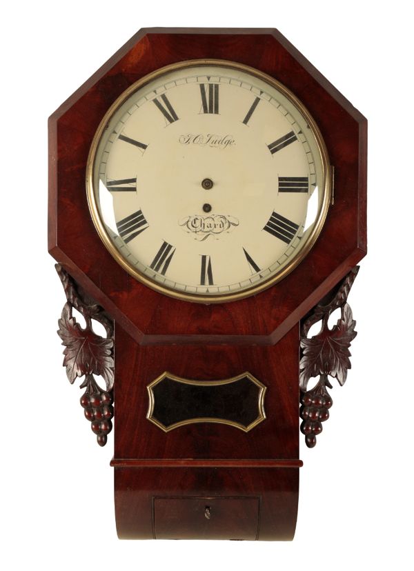 A VICTORIAN DROP DIAL WALL CLOCK