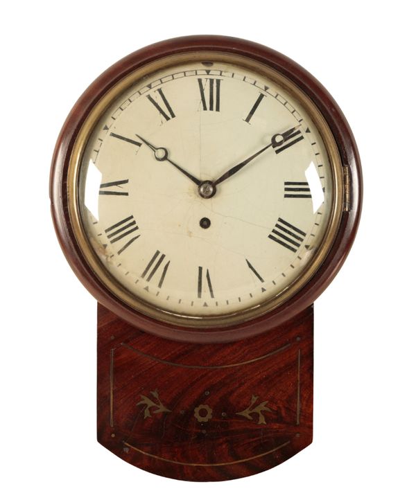 A 19TH CENTURY DROP DIAL WALL CLOCK