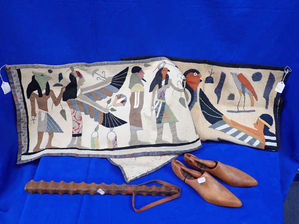 TWO EGYPTIAN APPLIQUE WALL HANGINGS, CIRCA 1930s