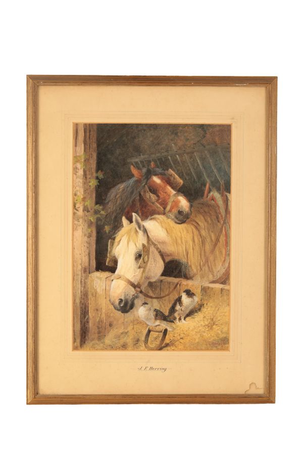 JOHN FREDERICK HERRING JNR (1815-1907) Horses in a stable