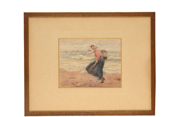 JOHN MCGHIE (1867-1952) 'Fishergirl on the shore'