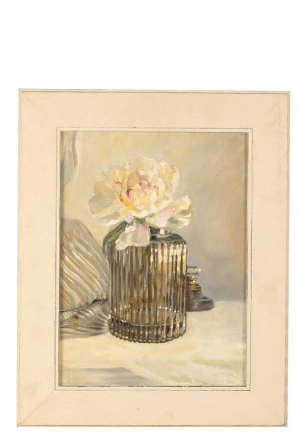 ENGLISH SCHOOL, 20TH CENTURY A still life study of a peony in a glass jar