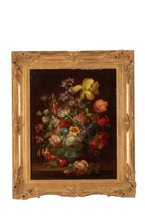 DUTCH SCHOOL A still life study of flowers in a vase