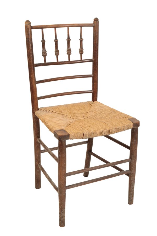 A WILLIAM MORRIS STYLE RUSH-SEATED SIDE CHAIR