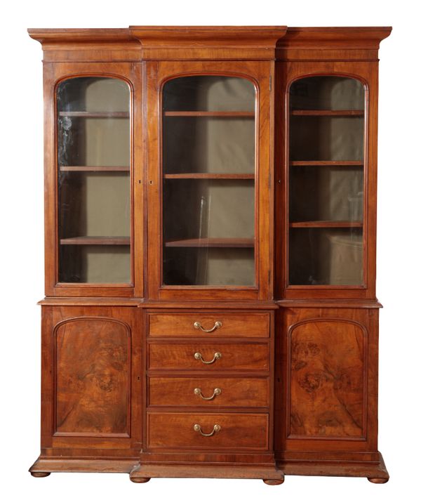 A VICTORIAN WALNUT BOOKCASE