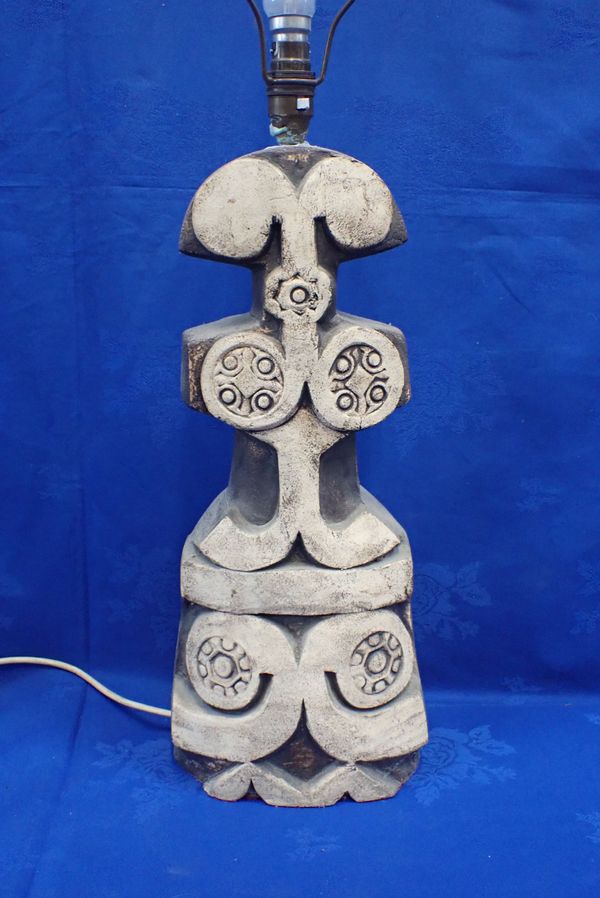 A 1960s POTTERY TABLE LAMP, PROBABLY TREMAEN POTTERY