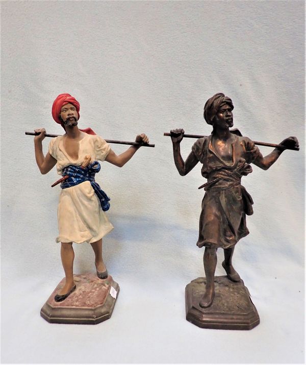 TWO 19th CENTURY SPELTER FIGURES IN MIDDLE EASTERN STYLE