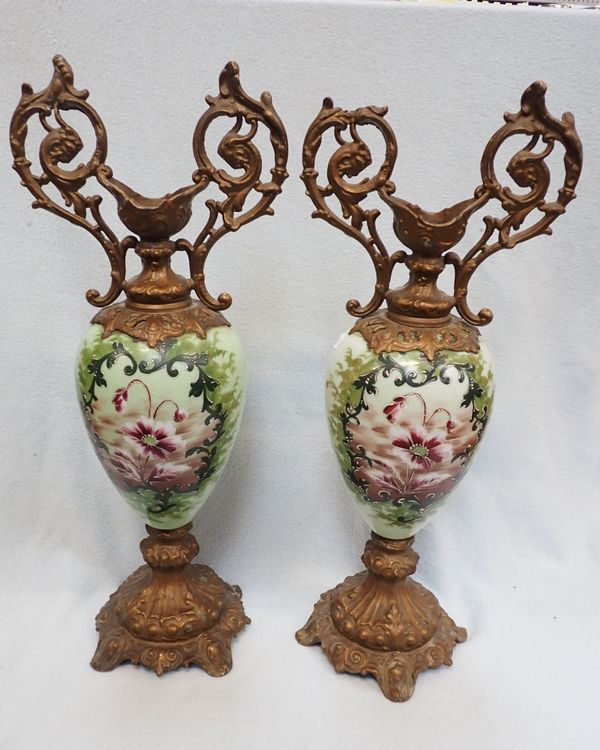 PAIR OF LATE 19th CENTURY ENAMELLED GLASS VASES