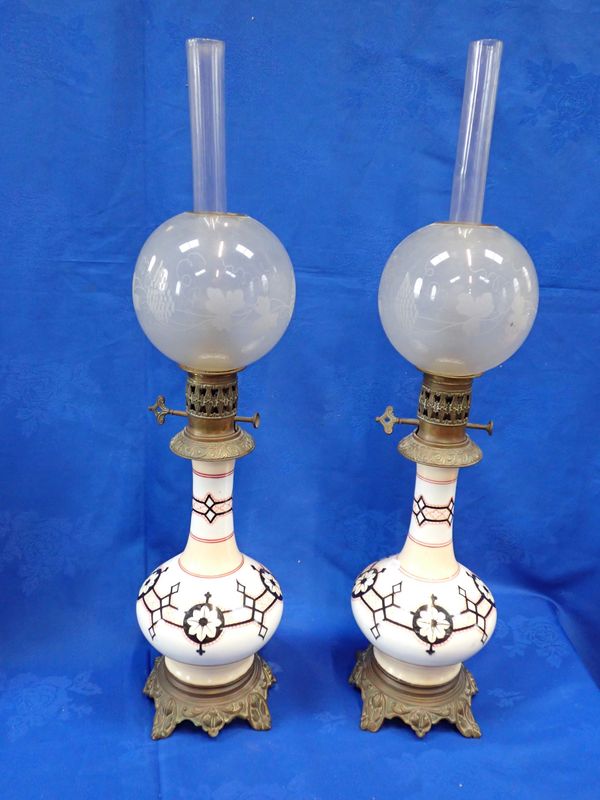 PAIR OF LATE 19th CENTURY LAMPS WITH GILDED BRASS MOUNTS